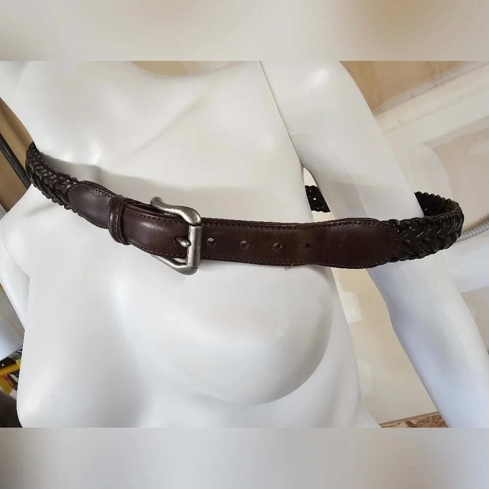 Coach Vintage Mahogany Braided Leather Dress Belt Size 38